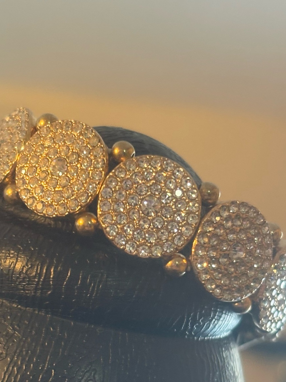 Gold Crystal Pave Round Link Bracelet - Women Jewelry